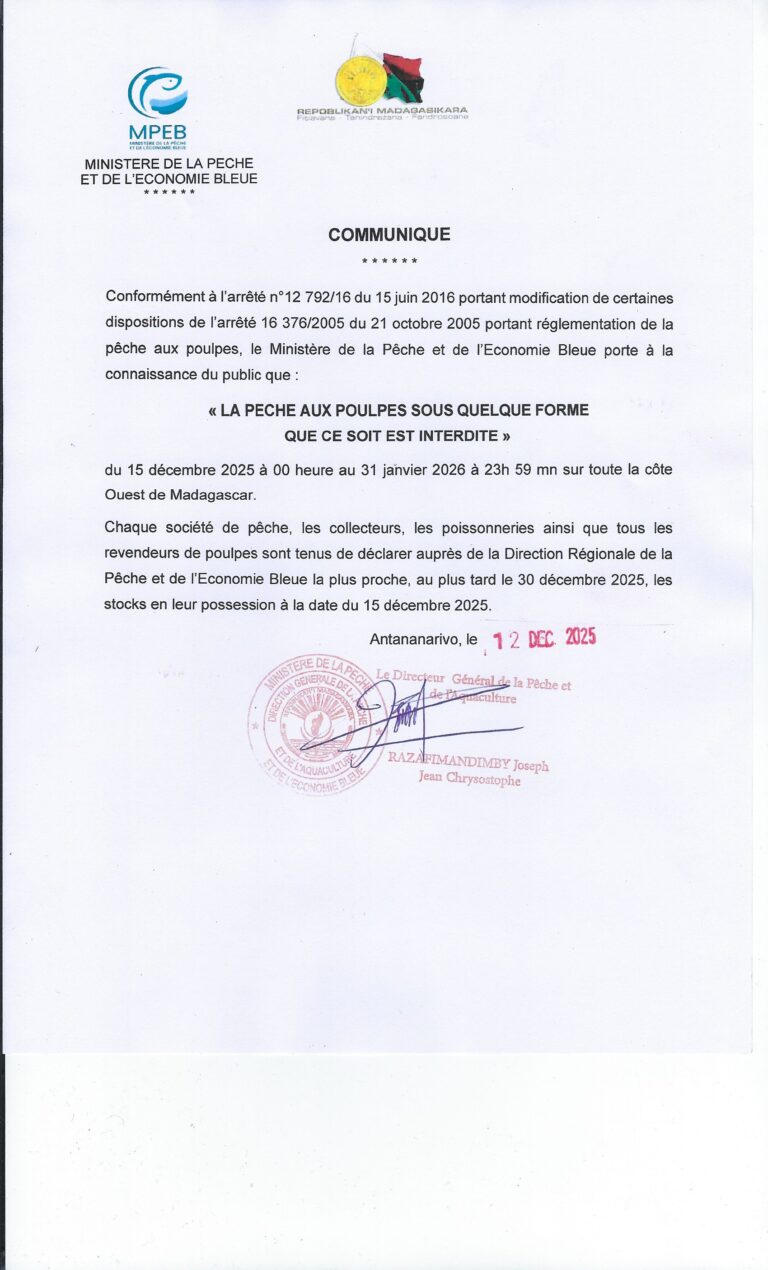 LA PECHE AUX POULPES SOUS QUELQUE FORME QUE CE SOIT EST INTERDITE